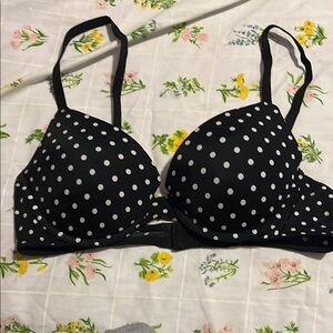 Victoria's Secret Black and White Polka Dot Bra Wireless